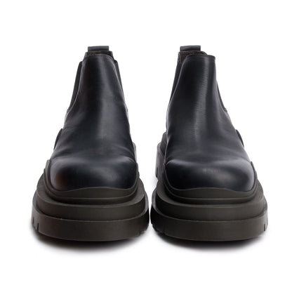 Bottega Veneta Black Leather Lug Chelsea Ankle Boots, Men's Size 45