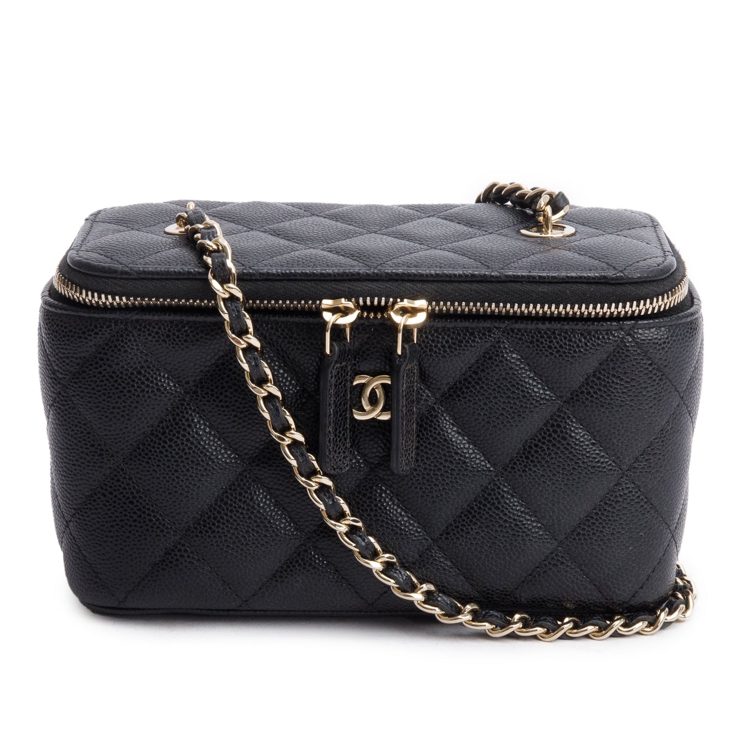 Chanel Black Caviar Quilted Small Vanity Case