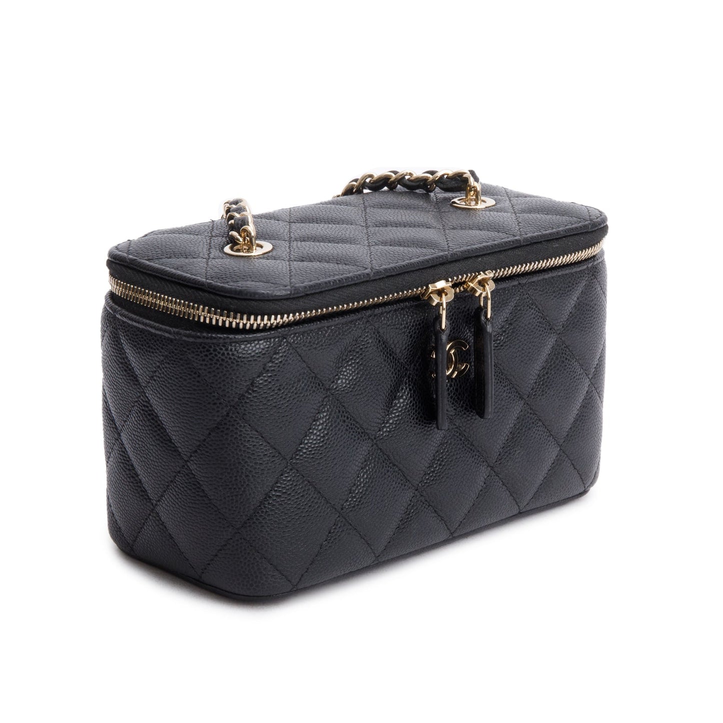 Chanel Black Caviar Quilted Small Vanity Case