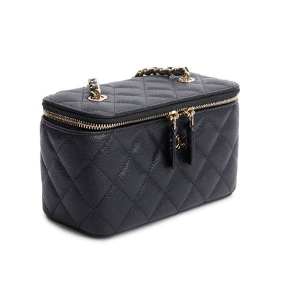 Chanel Black Caviar Quilted Small Vanity Case