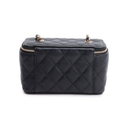 Chanel Black Caviar Quilted Small Vanity Case