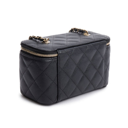 Chanel Black Caviar Quilted Small Vanity Case