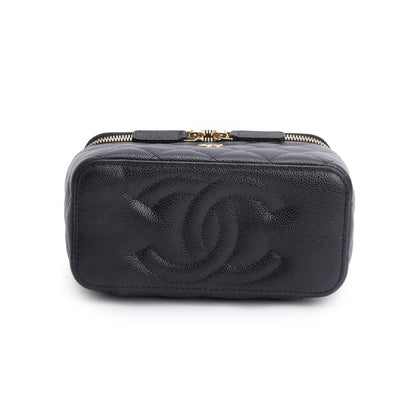 Chanel Black Caviar Quilted Small Vanity Case