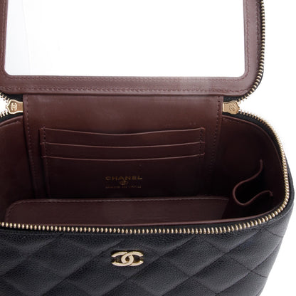 Chanel Black Caviar Quilted Small Vanity Case