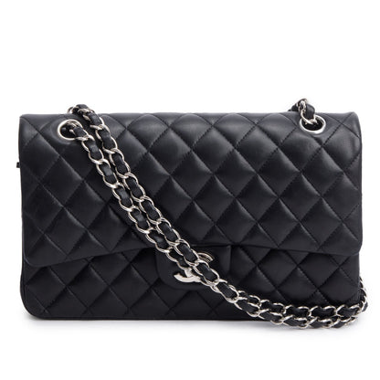 Chanel Black Quilted Lambskin Leather Classic Medium Double Flap Bag