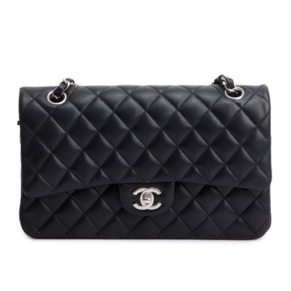 Chanel Black Quilted Lambskin Leather Classic Medium Double Flap Bag