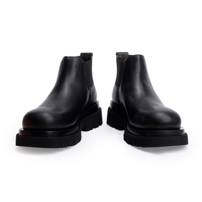 Bottega Veneta Black Leather Lug Chelsea Ankle Boots, Men's Size 44