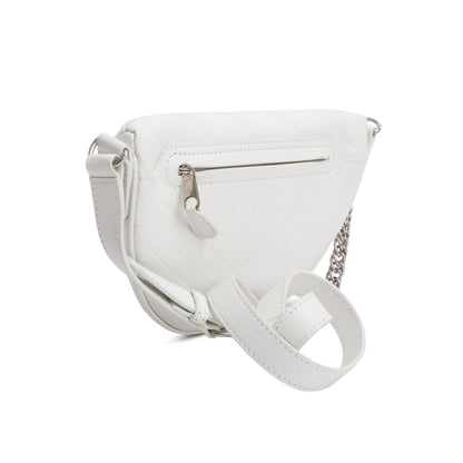 Balenciaga White Logo Embossed Leather XS Souvenir Belt Bag