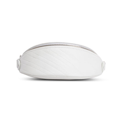Balenciaga White Logo Embossed Leather XS Souvenir Belt Bag