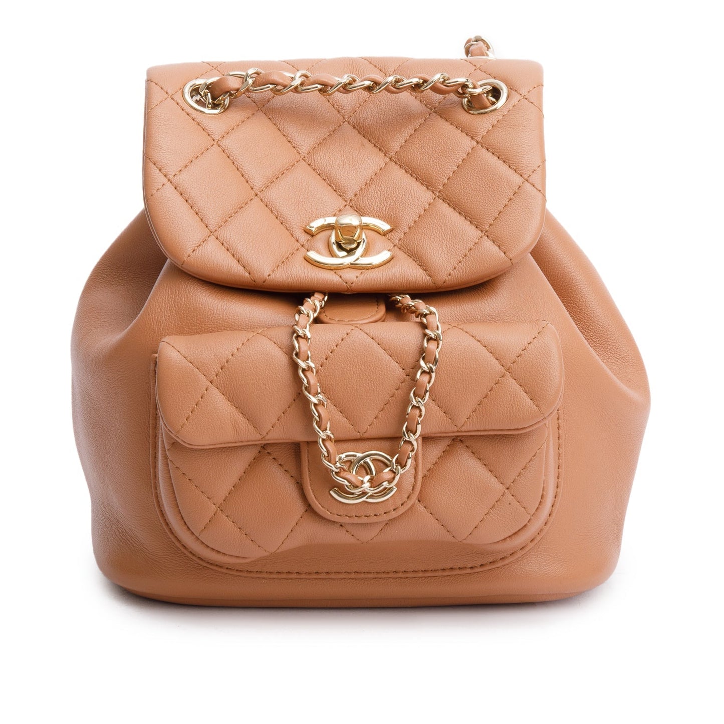 Chanel Beige Lambskin Quilted Small Duma Drawstring Backpack