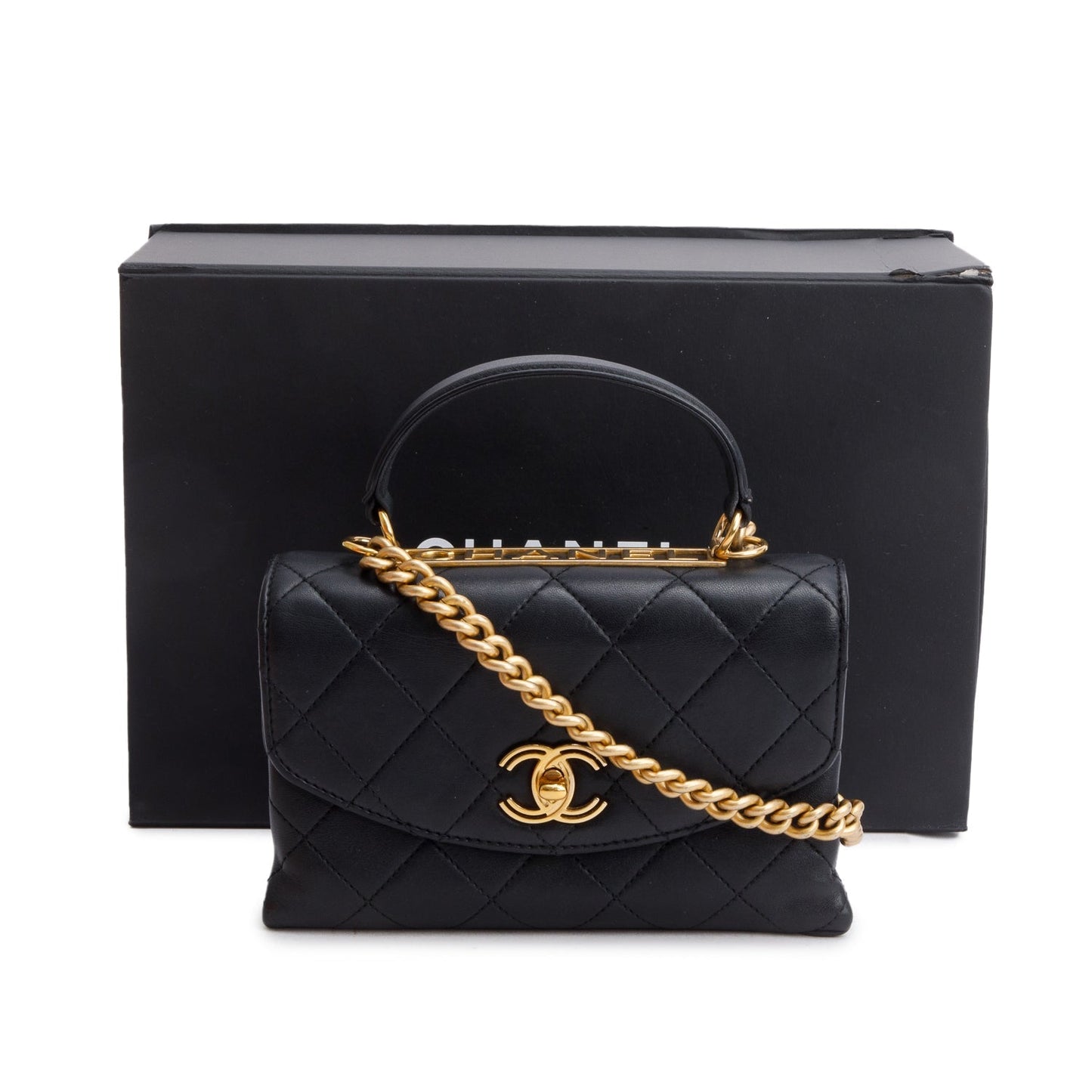 Chanel Black Quilted Lambskin Small Trendy Spirit Flap Handle Bag