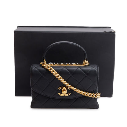 Chanel Black Quilted Lambskin Small Trendy Spirit Flap Handle Bag