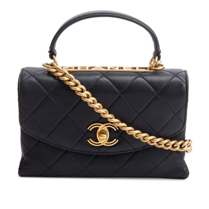 Chanel Black Quilted Lambskin Small Trendy Spirit Flap Handle Bag