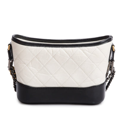 Chanel Black & White Aged Calfskin Leather Small Gabrielle Hobo