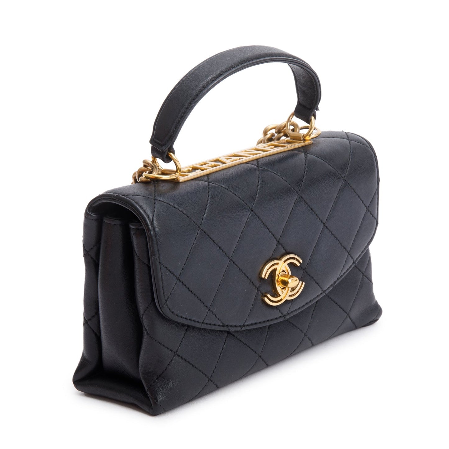 Chanel Black Quilted Lambskin Small Trendy Spirit Flap Handle Bag