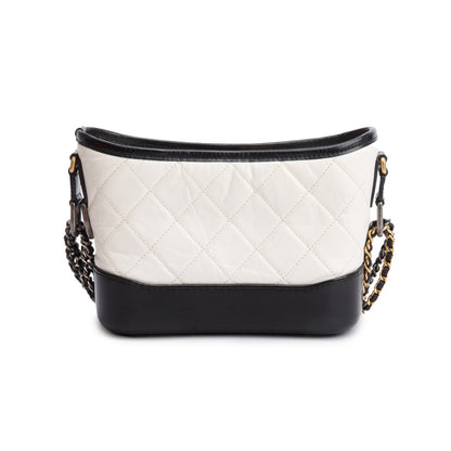 Chanel Black & White Aged Calfskin Leather Small Gabrielle Hobo