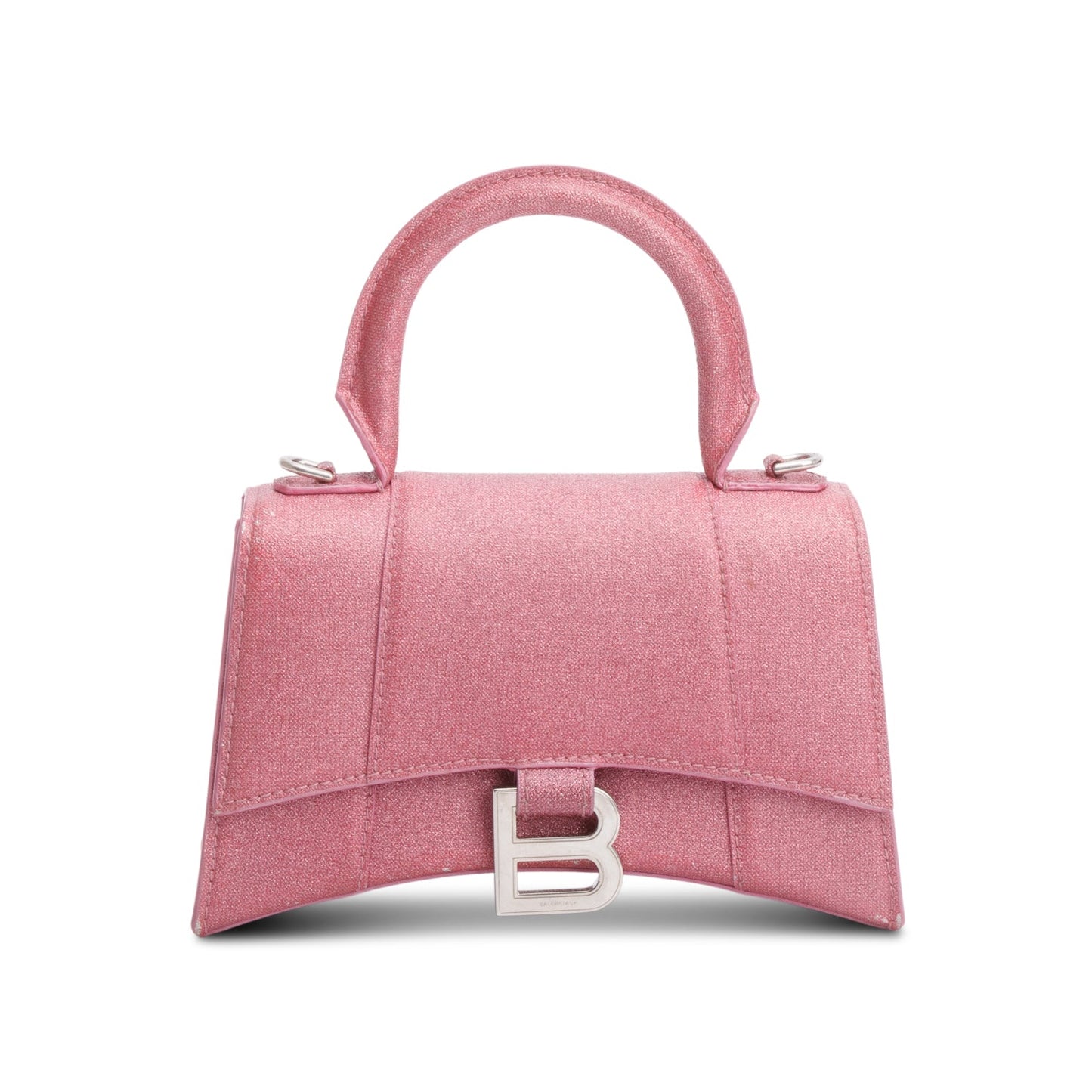 Balenciaga Pink Glitter XS Hourglass Top Handle Bag