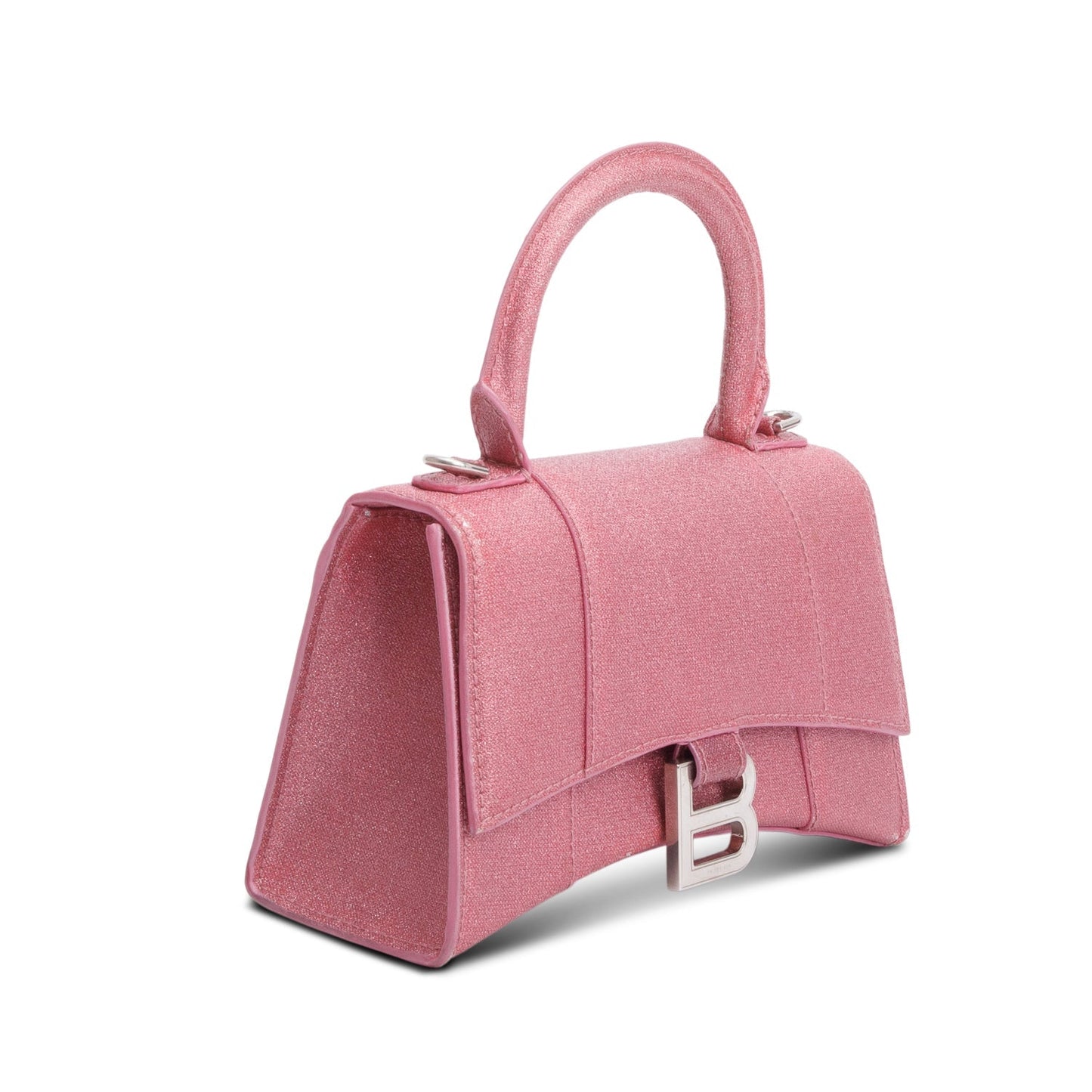 Balenciaga Pink Glitter XS Hourglass Top Handle Bag