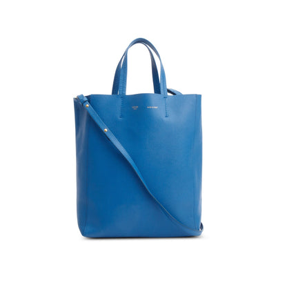 Celine Blue Grained Calfskin Small Vertical Cabas Tote