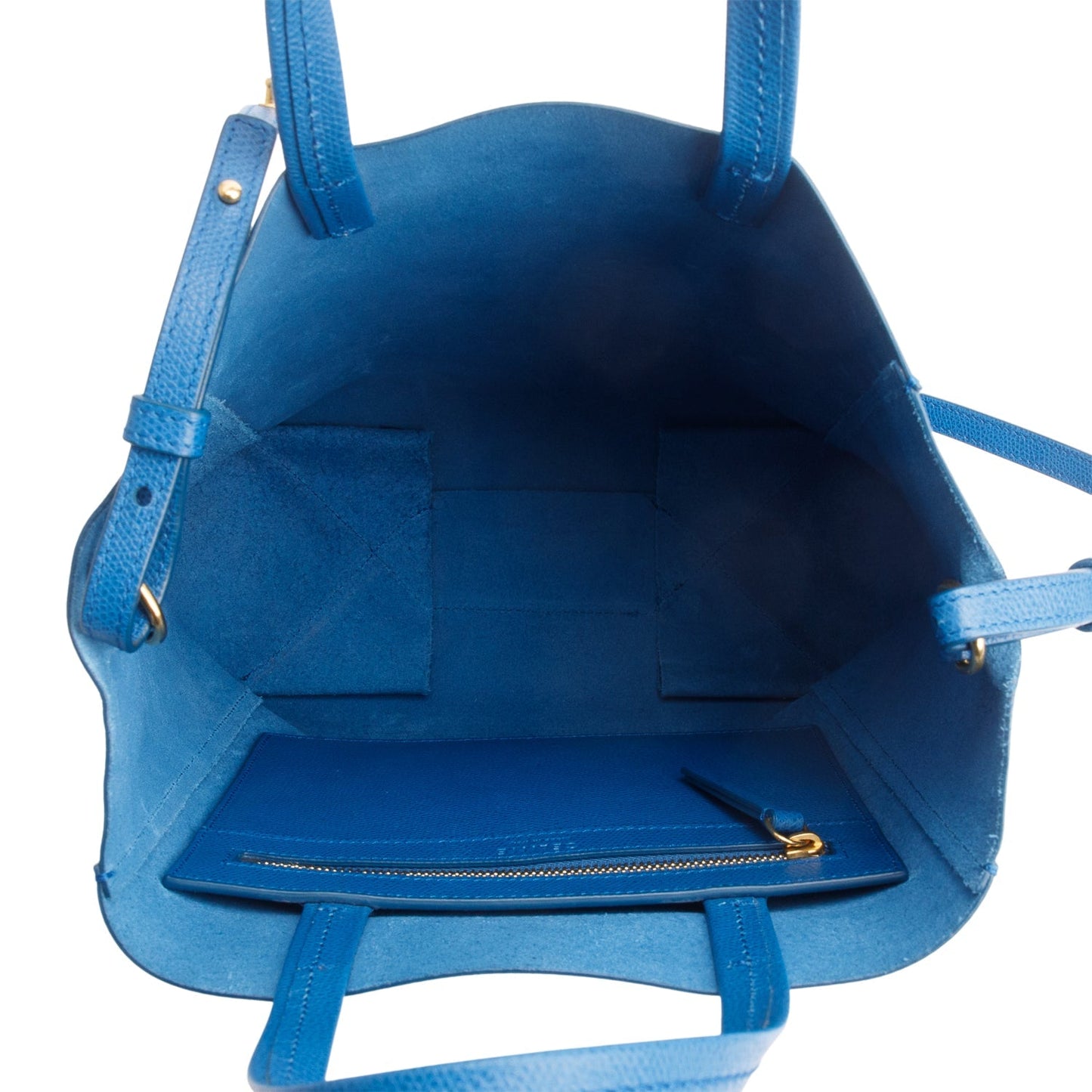 Celine Blue Grained Calfskin Small Vertical Cabas Tote