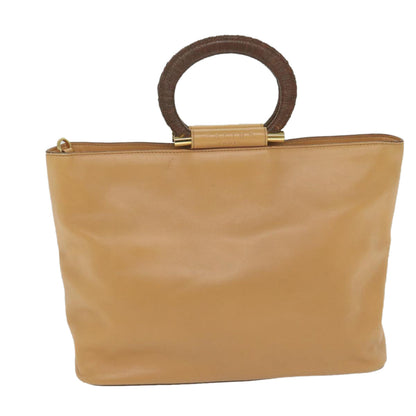 Luxury CELINE Hand Bag Leather 2way Beige Brown  63990