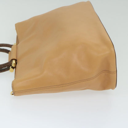 Luxury CELINE Hand Bag Leather 2way Beige Brown  63990