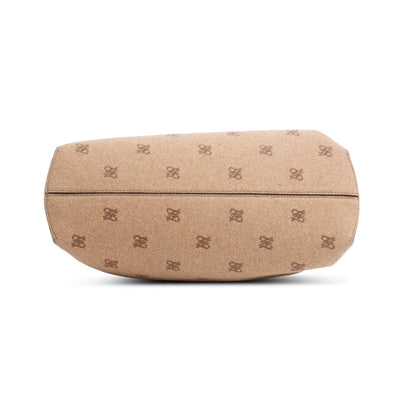 Fendi Beige Flannel Karligraphy Embroidered Medium First Bag