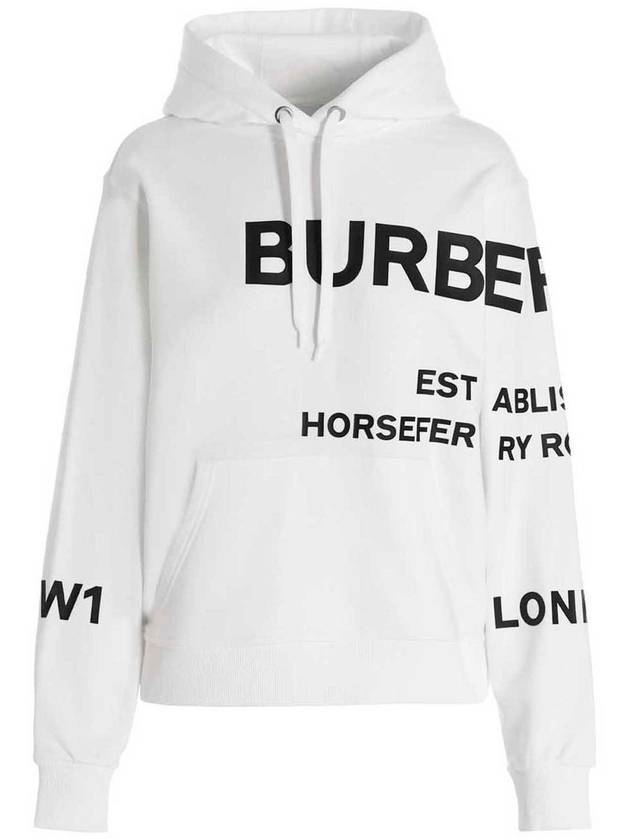 Luxury Burberry Horseferry Print Hooded Top White