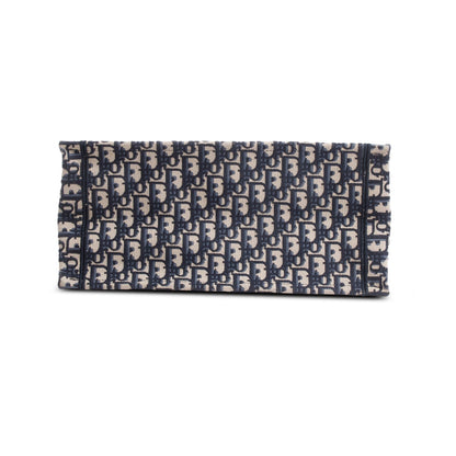 Christian Dior 2023 Ecru and Blue Oblique Embroidery Medium Book Tote