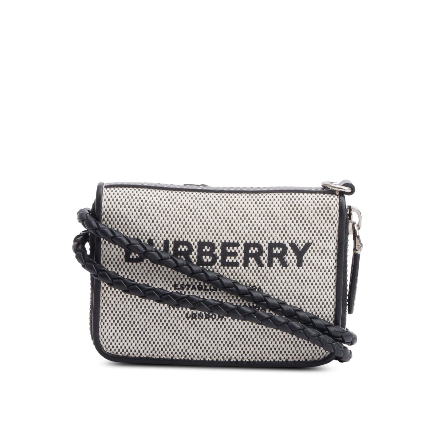 Burberry Canvas & Black Leather Zip Wallet