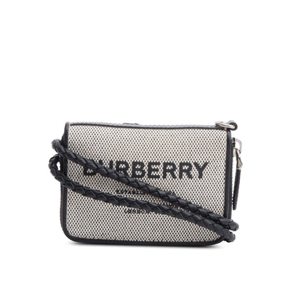Burberry Canvas & Black Leather Zip Wallet