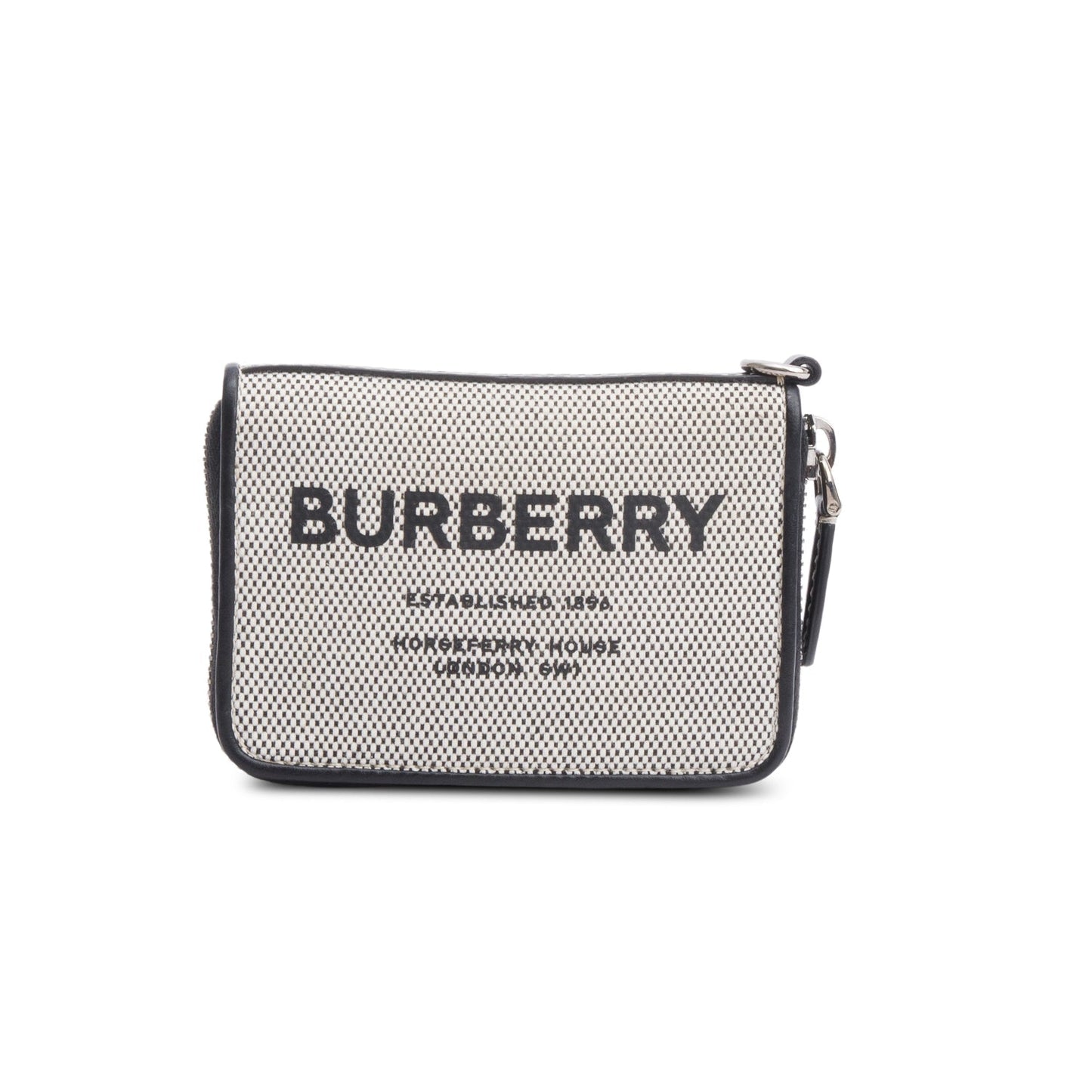 Burberry Canvas & Black Leather Zip Wallet