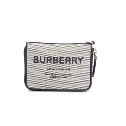 Burberry Canvas & Black Leather Zip Wallet