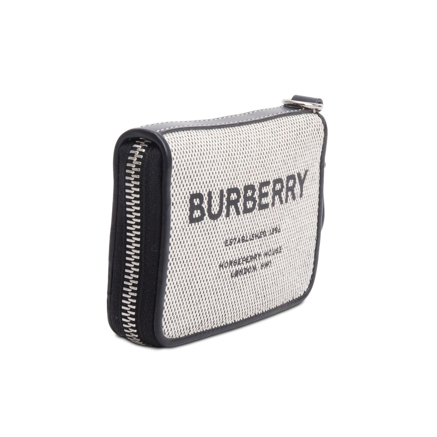 Burberry Canvas & Black Leather Zip Wallet