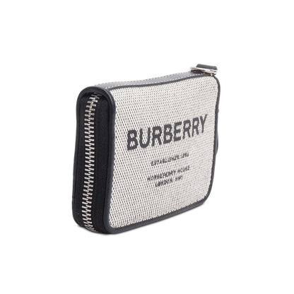 Burberry Canvas & Black Leather Zip Wallet