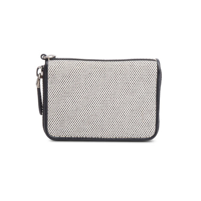 Burberry Canvas & Black Leather Zip Wallet