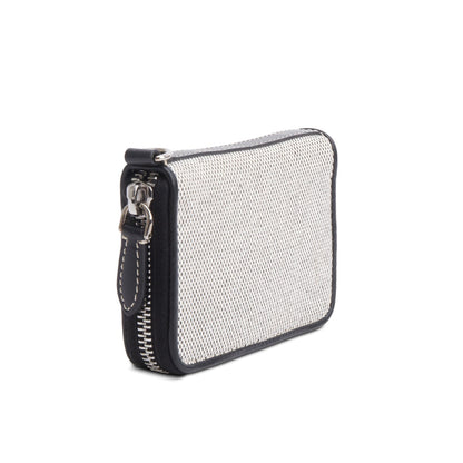 Burberry Canvas & Black Leather Zip Wallet