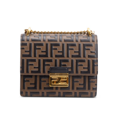 Fendi Vitello Liberty Bi-Color FF 1974 Embossed Small Kan U Shoulder Bag