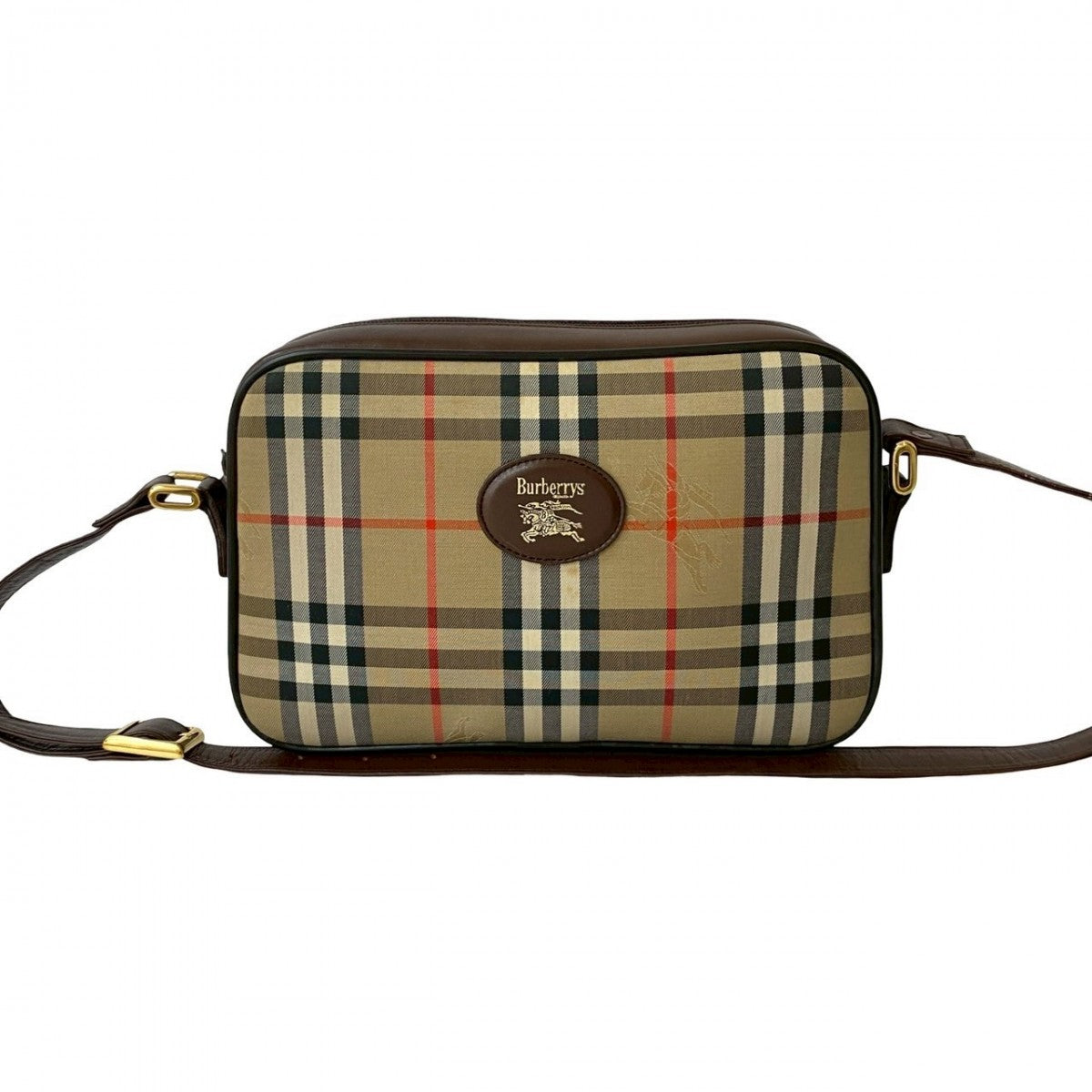 BURBERRY Shoulder Bag Canvas, Leather Brown Nova Check Pattern Shadow Horse logo Women