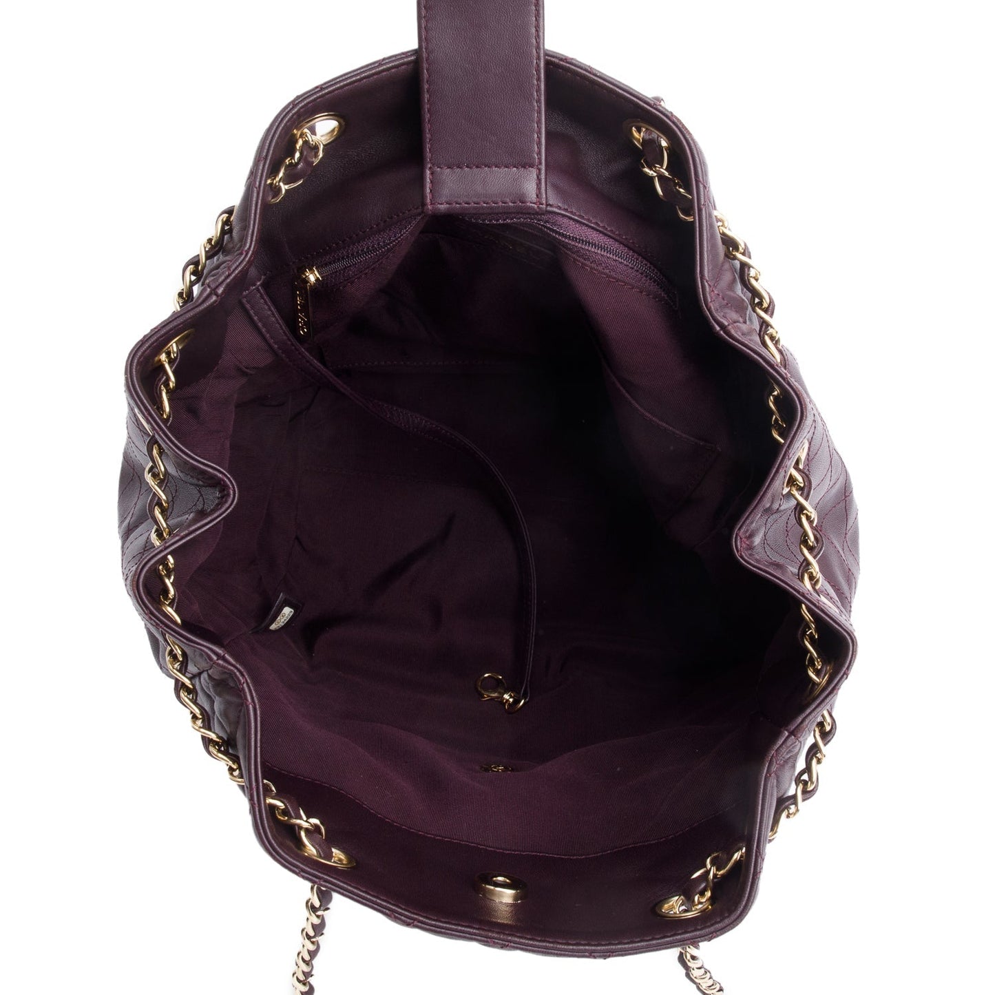 Chanel Purple Quilted Lambskin Drawstring Tote Bag
