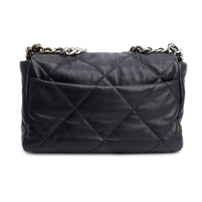 Chanel 2022 Black Lambskin Quilted Large 19 Flap Bag