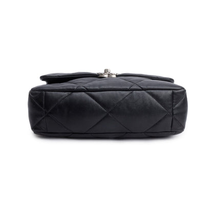 Chanel 2022 Black Lambskin Quilted Large 19 Flap Bag
