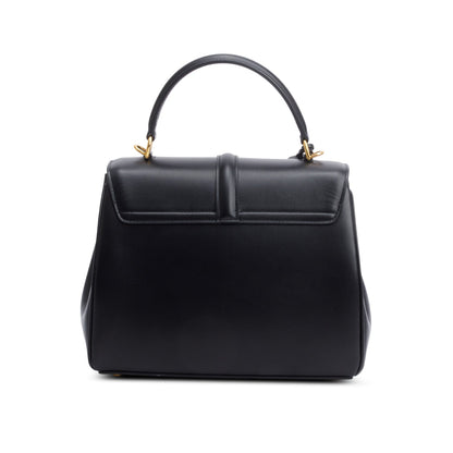 Celine 2023 Black Satinated Calfskin Small 16 Top Handle Bag