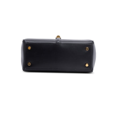 Celine 2023 Black Satinated Calfskin Small 16 Top Handle Bag
