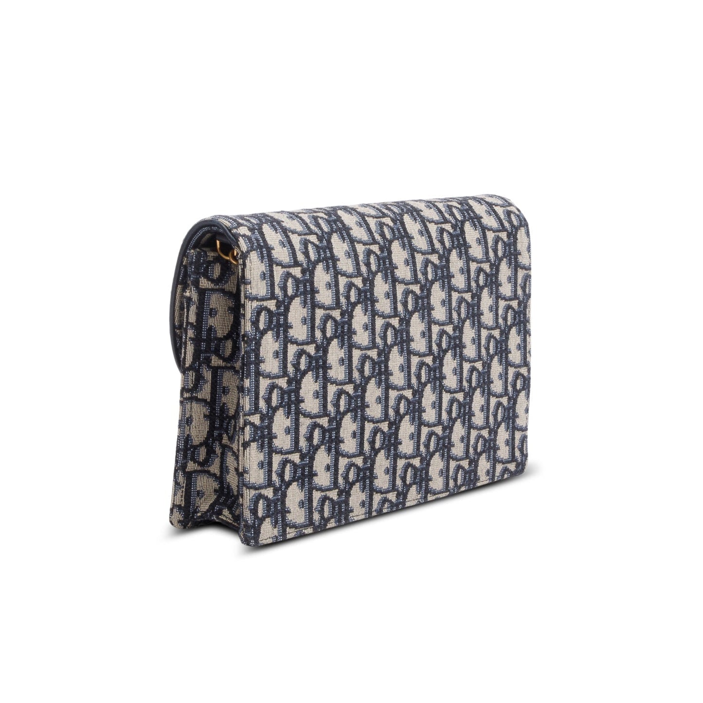 Christian Dior 2021 Blue Oblique Medium Saddle Pouch with Chain