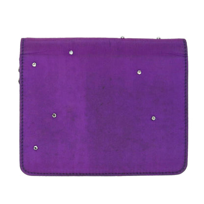 Luxury CELINE Chain Pouch Satin Purple  64134