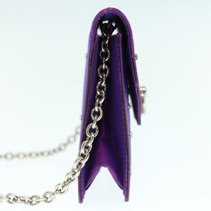 Luxury CELINE Chain Pouch Satin Purple  64134