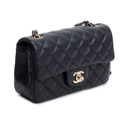 Chanel Black Lambskin Quilted Mini Rectangular Flap Bag