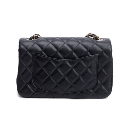 Chanel Black Lambskin Quilted Mini Rectangular Flap Bag