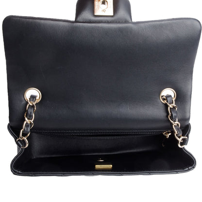 Chanel Black Lambskin Quilted Mini Rectangular Flap Bag